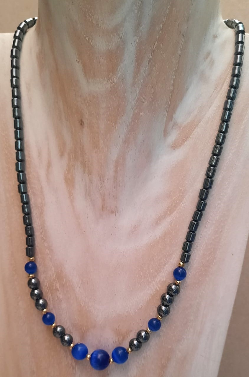 Bracelet élastique En Perles De Verre Bleues œil De Chat : Accessoires